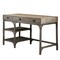 Saltoro Sherpi Wood And Metal Desk With Three Drawers And Two Side Shelves, Oak Brown And Gray-